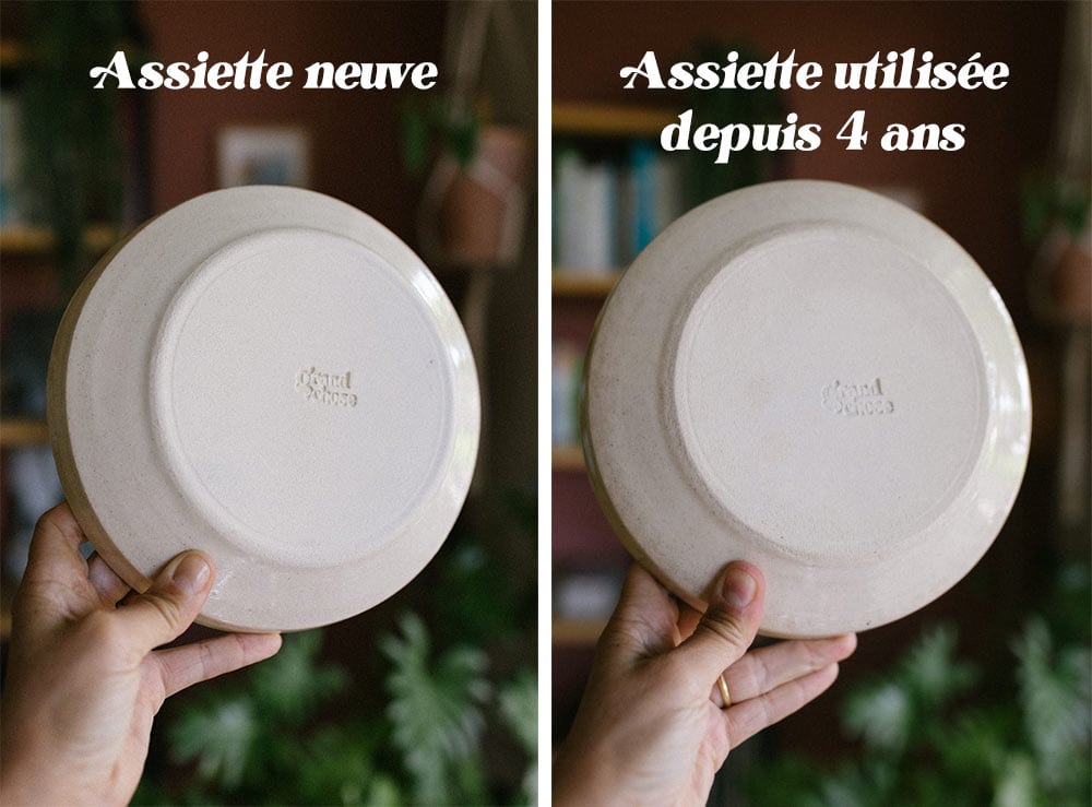 Durable handmade tableware - example of new VS old plates