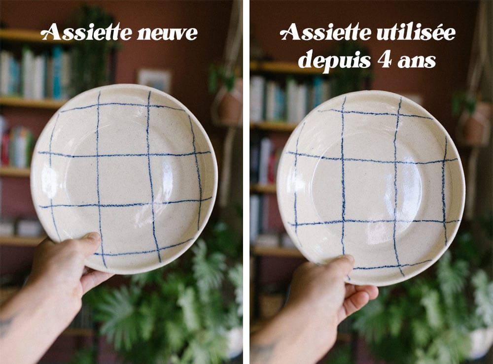 Durable handmade tableware - example of before-after plates